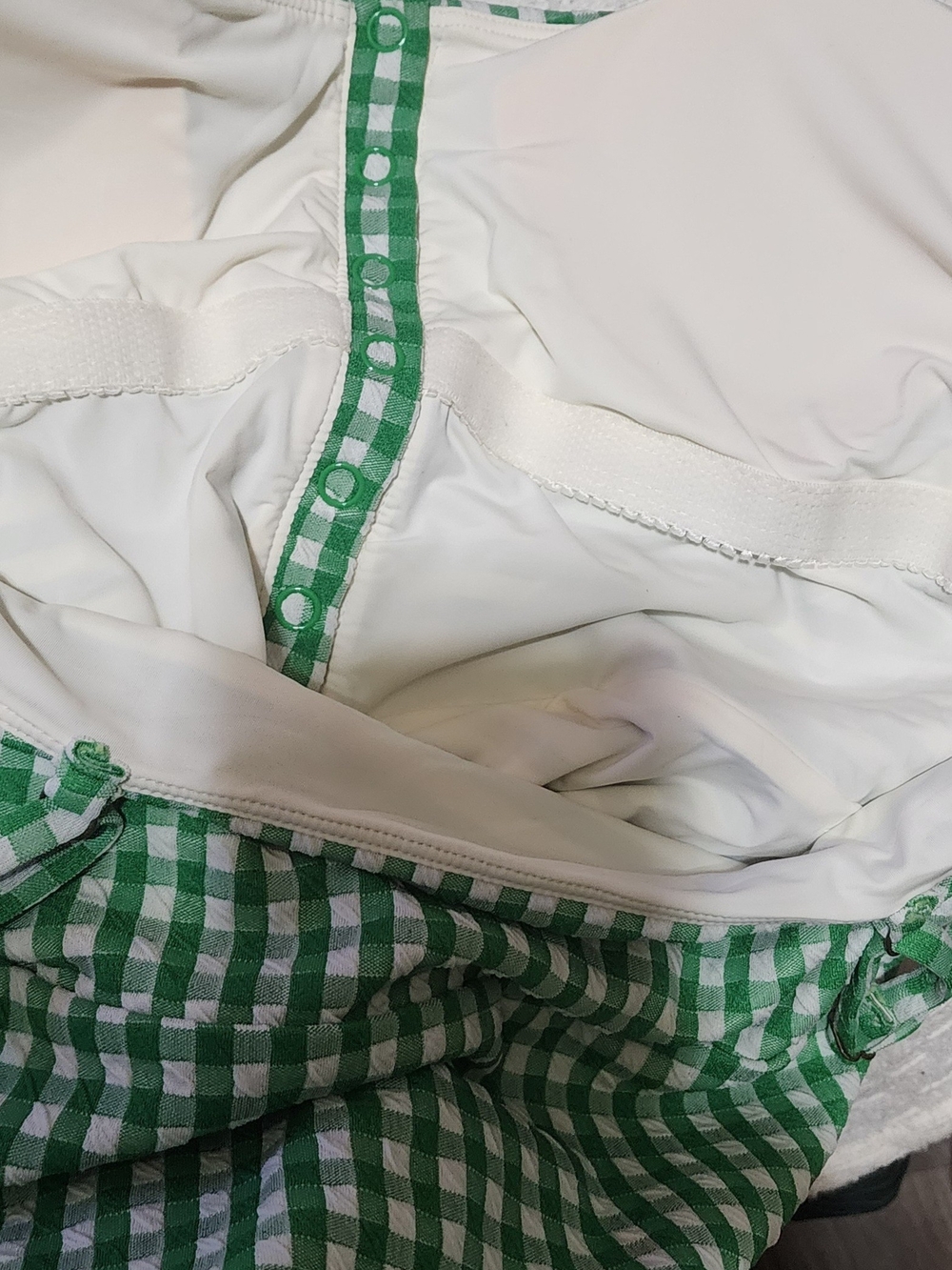 Andie Green Gingham One-Piece Swimsuit Sz Lrg - Picture 5 of 6